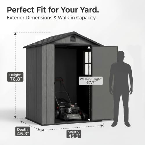 Devoko 4×4 FT Resin Outdoor Storage Sheds with Floor, Dark Gray - Image 2