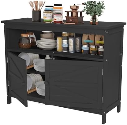 HIPS All-Weather Outdoor Storage Cabinet,Outdoor Sideboard with Magnetic Doors,3-Shelves Patio Storage Cabinet, Used for Garden,Buffet Cabinet,TV Stand, Bar Table,Balcony by CONGFUTT
