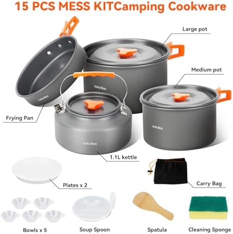 ONLYFIRE OUTDOOR LIVING 15 PCs Camping Utensils Cookware Set, CT605 - Image 3