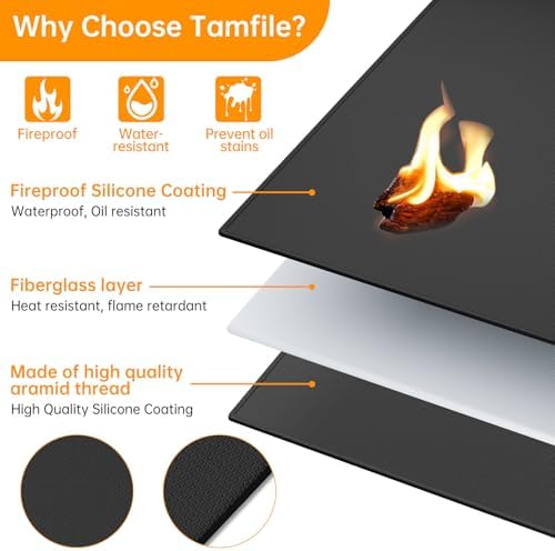 Tamfile Large Fireproof Grill Mat for Outdoor BBQ (78 x 48 Inch, Black) - Image 2
