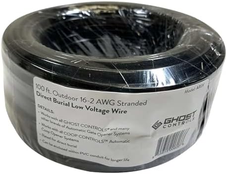 Ghost Controls AXLV 100' 16 AWG Wire, 2-Conductor (Color Coded), Stranded, Direct Burial, Low Voltage Wire for Gate Openers or Solar Power by GhostControls