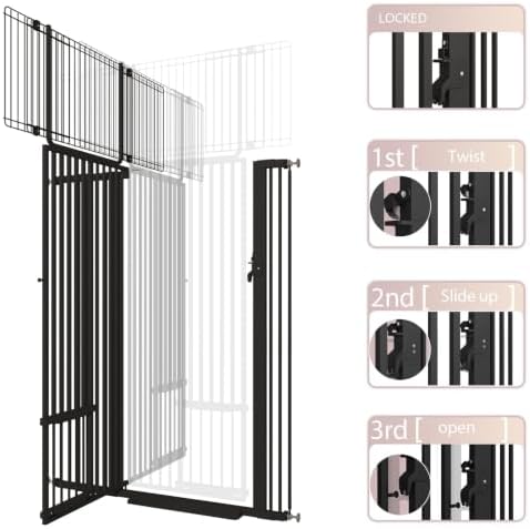 71" Extra Tall Cat Gate 29.5-40.6 Wide Pet gate for Doorway Pet Gate with Cat Doors NO Drilling Pressure Mount Kit for Cats and Dogs Indoor Doorways liveing Room Bedroom-Black - Image 4