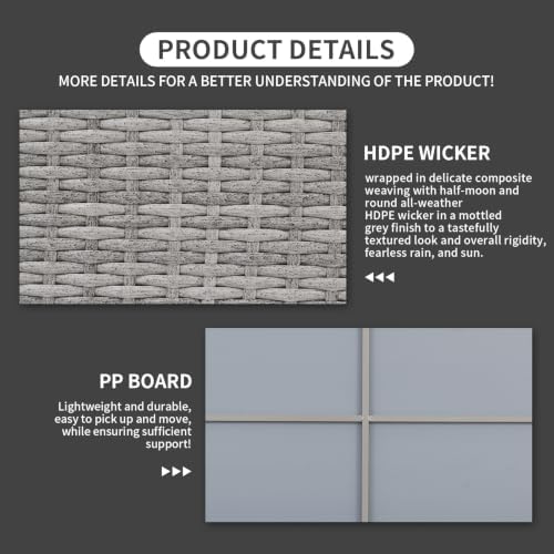 Rattaner Patio Coffee Table Outdoor Storage Table for Patio Wicker Coffee Table Outdoor Table with Patio Storage Box Furniture Cover, Stone Grey - Image 6