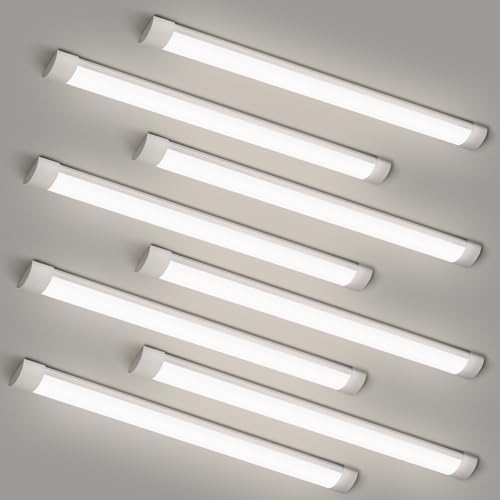 8 Packs 4FT LED Batten Light with 50cm Cable, Ultra-Thin Slim Ceiling Surface Mounted Light, 40W, 4000K, IP20, LED Ceiling Lamp for Garage, Shop, Hallway, Office, Market by colmeguna