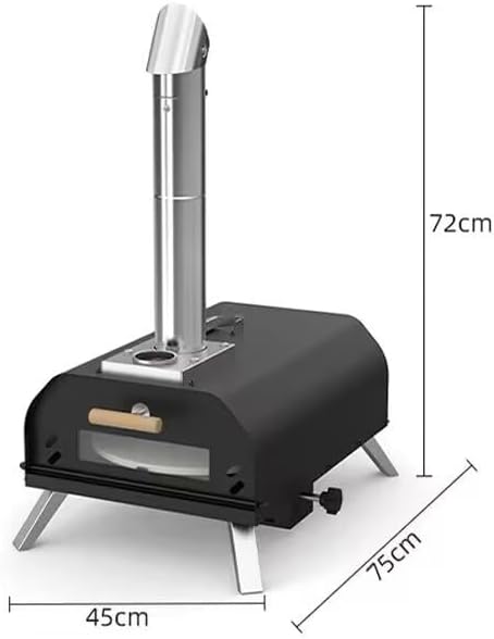 Outdoor Wood Pellet Pizza Oven, Pizza Maker with Rotating Pizza Stone, Built-in Thermometer, Foldable Legs, and Removable Chimney for Backyard, Camping, and BBQ (12" Manual Rotating Pellet Pizza Oven) - Image 2
