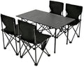 Camping Table with 4 Chairs, Portable Folding Picnic Table Set by FXKS