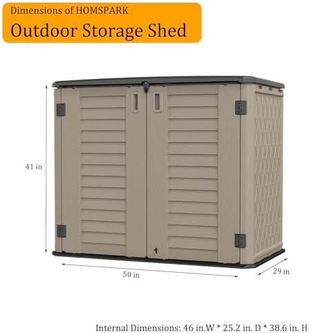 HOMSPARK Outdoor Storage shed, 26 Cu.ft Outdoor Storage Box Waterproof, Outdoor Storage Cabinet for Bike, Garbage Cans, Lawnmower, Garden Accessories, Waterproof, Lockable - Image 6