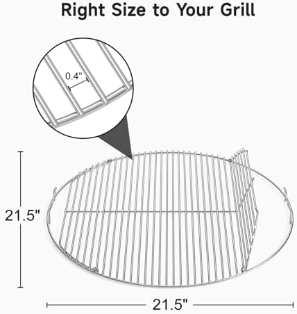 SHINESTAR Hinged Grill Grate, Fits for Weber 22" Charcoal Grills, 21.5" BBQ Cooking Grate Compatible with Original Kettle, Master Touch, Performer, and Jumbo Joe Premium - Image 3