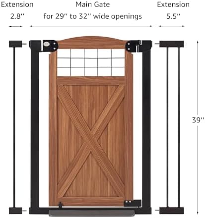 beeNbkks Farmhouse Barn Door Dog Gate, 39" Tall Anti-Trip Pet Barrier - Image 2