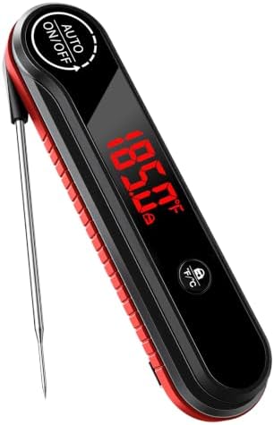 0.3s Instant Read Meat Thermometer, IP67 Waterproof (Red) by Unknown