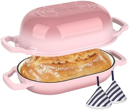 Wildone Enameled Cast Iron Dutch Oven Pot with Lid, Oval Bread Oven by Wildone