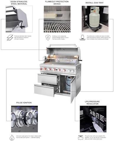 82.5'' All-In-One Outdoor Kitchen Island, 6 Burners, 83500 BTU, Silver - Image 3