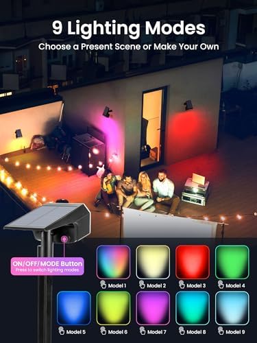 AUDERWIN Solar Spot Lights Outdoor Waterproof, 1 Pack, RGB - Image 3