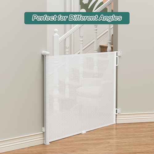 Retractable Baby Gate for Stairs, Dog Gate Indoor 55" Wide × 34" Tall White - Image 6