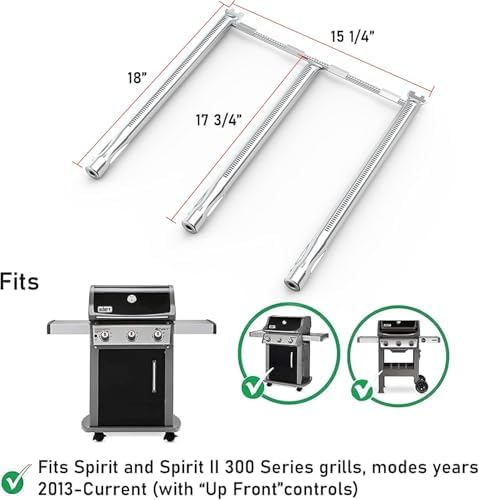 Uniflasy Grill Parts for Weber Spirit E310, Grill Replacement Parts for Spirit & GS4 Spirit II 300 E310/E320/E330,S310/S320/S330 Gas Grill, 7638 Grill Grates, 7636 Flavorizer Bars, 69787 Burner Tubes - Image 5