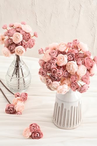 Waipfaru Ranunculus Artificial Flowers, 36Pcs 14In Fake Peonies Artificial Flowers, Dusty Rose Flower for Vase Silk Flower Real Touch Faux Peony Bulk for DIY Wedding Bouquet Home Bridal Shower Decor - Image 3
