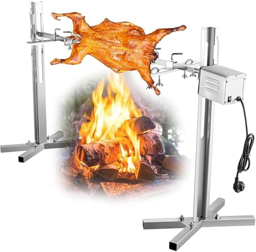 iMeshbean Electric BBQ Rotisserie Grill Kit, 220LB Pig Spit Rotisserie Grill, Stainless Steel Pig Rotisserie Kit with 45W Powerful Motor, Adjustable Height by iMeshbean