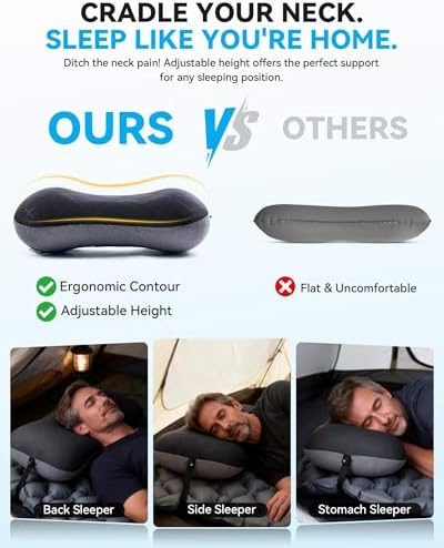 Hikenture Camping Pillow with Removable Cover, Ultralight Inflatable Pillow - Image 3