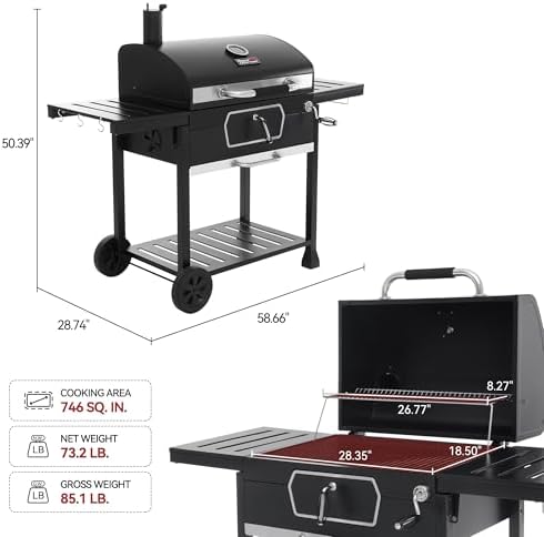 Royal Gourmet CD2030AC Deluxe 30-Inch Charcoal Grill with Cover - Image 4