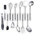 Berglander Cooking Utensil Set 12 Piece Stainless Steel Kitchen Tool Set, Include Cooking Spoon, Spatula, Whisk, Cooking Tong and etc (12 Pieces) by Berglander