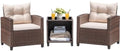 Devoko 3 Pieces Patio Furniture Set Outdoor Wicker Chairs and Table, Beige by DEVOKO
