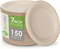 Ecovita 100% Compostable Paper Plates [7 in.] – 150 Disposable Plates Eco Friendly Sturdy Tree Free Liquid and Heat Resistant Alternative to Plastic or Paper Plates by Ecovita