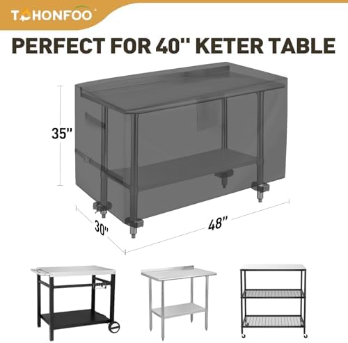 Outdoor Prep Table Cover 48 x 30 x 35in, Compatible with Grill Cart - Image 2