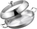 DELARLO 14 Inch Stainless Steel Paella Pan with Combo Lid by DELARLOCOOKWARE