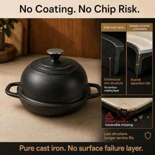 5QT Matte Black Enameled Cast Iron Dutch Oven for Bread Baking - Image 5