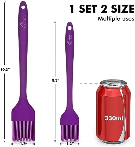 HOTEC 600°F Heat Resistant Silicone Basting &Pastry Brushes, Purple 2 - Image 2