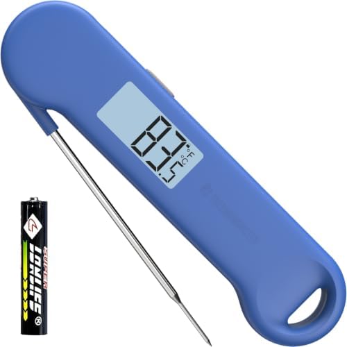0.5 Sec Instant Read Meat Thermometer Digital for Outdoor Fryer, Blue by ThermoMonster