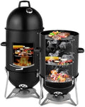VINGLI 4-Tier 3-in-1 Vertical Charcoal Grill, 18.8 Charcoal Smoker with Built-in Thermometer, Air Vent and Access Doors, Perfect for Outdoor Cookings, Camping, Picnics, BBQs, and Tailgating Parties by VINGLI