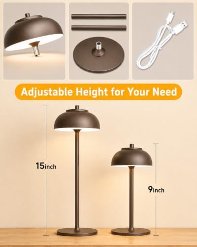 Cordless Table Lamps Rechargeable, Battery Operated Table Light Brown 2Pack - Image 7