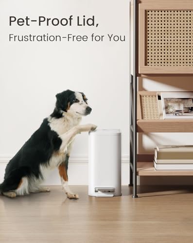 Cesun Small Bathroom Trash Can with Lid Soft Close & Pedal, 1.3 Gal, White - Image 6