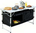 JOUYEK Camping Table, Folding Portable Kitchen Table with Storage Black by JOUYEK