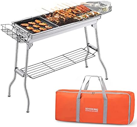 Portable Charcoal Grill,Outdoor BBQ Grill for Christmas Picnic, Thanksgiving Family Gathering and Backyard Barbecue,With Storage Bag & Non-Stick Frying Pan by COMSENZ