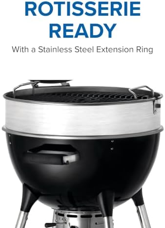 Napoleon PRO18 Compact Charcoal Kettle Grill, Black, Porcelain-Enameled Lid and Bowl, Chrome-Plated Cooking Grid - Image 3