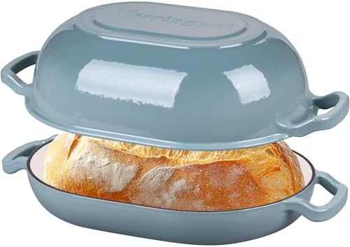 VORRINGARD Enameled Cast Iron Sourdough Bread Oven, Dutch Oven, Loaf Cast Iron Bread Pan for Homemade Bread Baking, Meatloaf Pan with Lid, 7QT, Sea Salt by Unknown