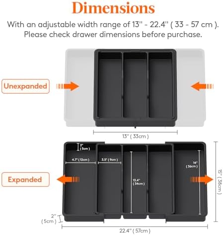Lifewit Utensil Organizer for Kitchen Drawers, Expandable Utensil Tray - Image 2