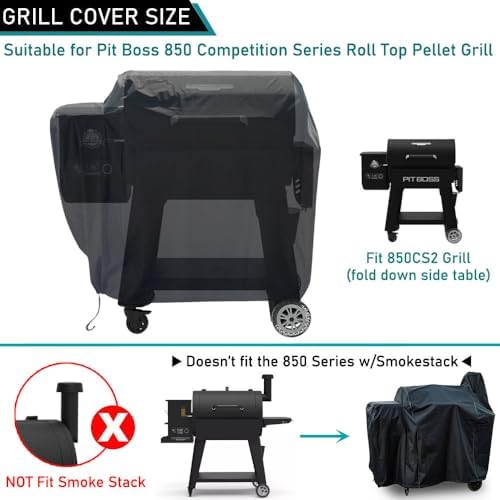 ZJYWSCH Grill Cover for Pit Boss 850 Competition Roll Top Pellet Grill PB850CS2 Heavy Duty Weather Resistant PitBoss Competition 850 850CS2 Smoker Cover Without Stack Waterproof - Image 2