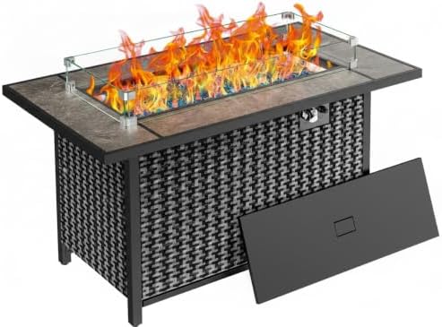 Ciays 43″ Fire Pit Table, with Ceramic Tabletop for Outside Patio & Party by Ciays