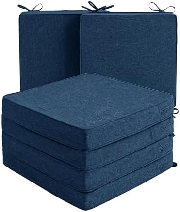 Outdoor Chair Cushions, Set of 6, 18.5 x 16 Inch, Navy Blue by Unknown