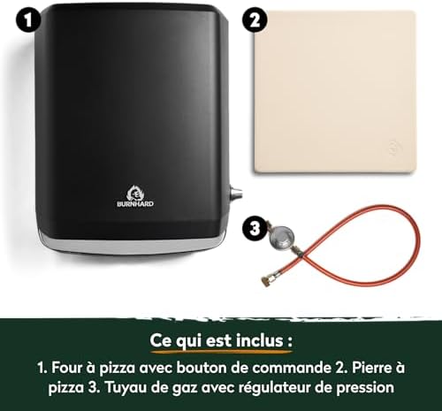 BURNHARD TONY gas pizza oven 450 °C, 5.9 kW portable outdoor oven (58.5 x 47.8 x 25 cm), included: Cordierite pizza stone, suitable for patio, balcony and garden - Image 7