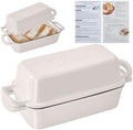 Cast Iron Loaf Pan with Lid 10x5 Inch Enameled Bread Loaf Pan for Sourdough, 2 Piece Set, Cream by Unknown