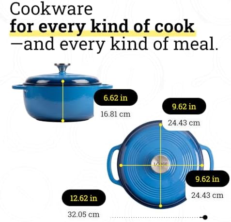 Lodge Essential Enamel Cast Iron Dutch Oven, 4.5 Quart, Caribbean Blue - Image 6