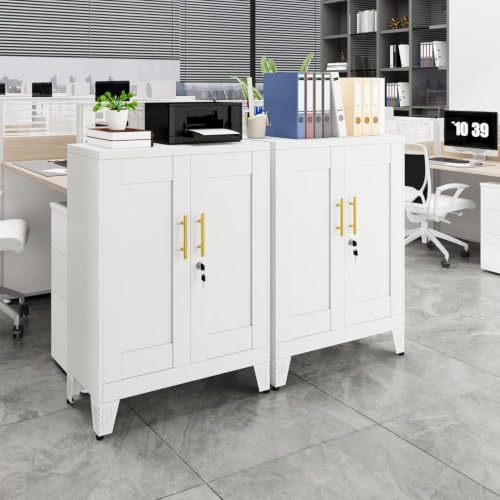 GAIOUS 36" Metal Office File Cabinet, White Locked Garage Storage Cabinets - Image 4