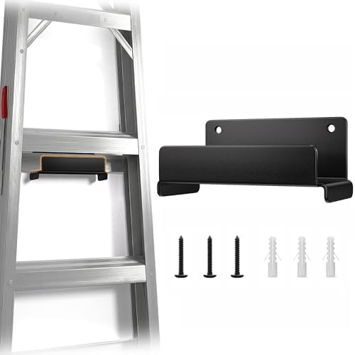 niffgaff Ladder Hooks for Garage Wall, 1 Pack Heavy Duty Wall Mount Storage Hanger for Ladders, Chairs & Patio Furniture, Fits Step & Extension Ladders, Garage Organization by niffgaff