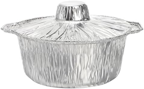Frcctre 10 Pcs Disposable Aluminum Pot with LidS, Disposable 2 Liter Round Aluminum Foil Pan Food Container for Camping Vacation Trips Picnic Heating Cooking - Image 4
