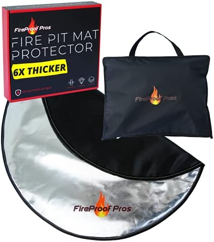 FireProof Pros 40" Round Fire Pit Mat for Deck, Patio, Grass and Concrete. Heat Reflective Fireproof Mat/Ember Mat. 3 Layer Fire Pit Pad, Thick Firepit Protector, Outdoor BBQ Grill Mat Protector by FireProofPros
