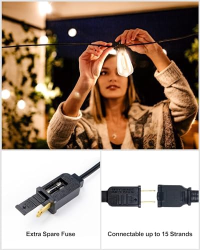 Lightdot 400FT Outdoor String Lights, LED Bistro String Lights with Shatterproof ST38 Vintage Bulbs, 2200K Dimmable, Waterproof Hanging Lights for Porch, Deck, Garden, Backyard, Balcony - ETL Listed - Image 6
